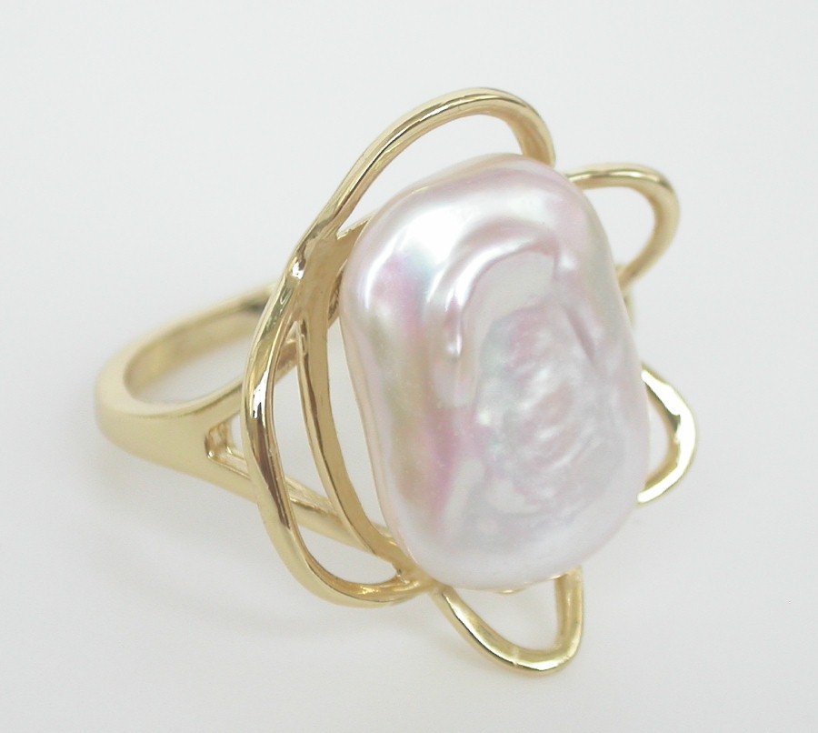 Selectable 20mm square white purple Reborn keshi pearls Rings 925sc Adjustable c1137