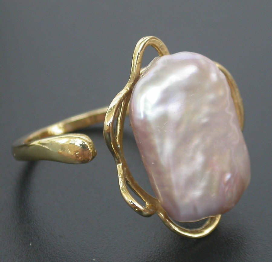Selectable 20mm square white purple Reborn keshi pearls Rings 925sc Adjustable c1137