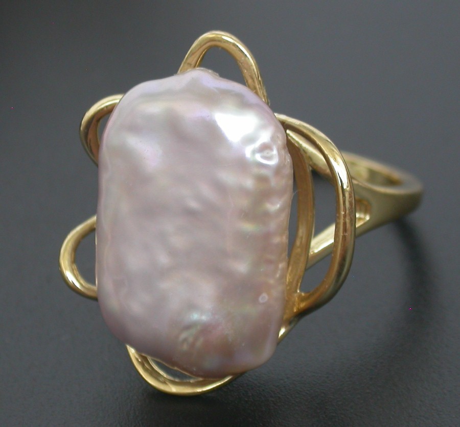 Selectable 20mm square white purple Reborn keshi pearls Rings 925sc Adjustable c1137
