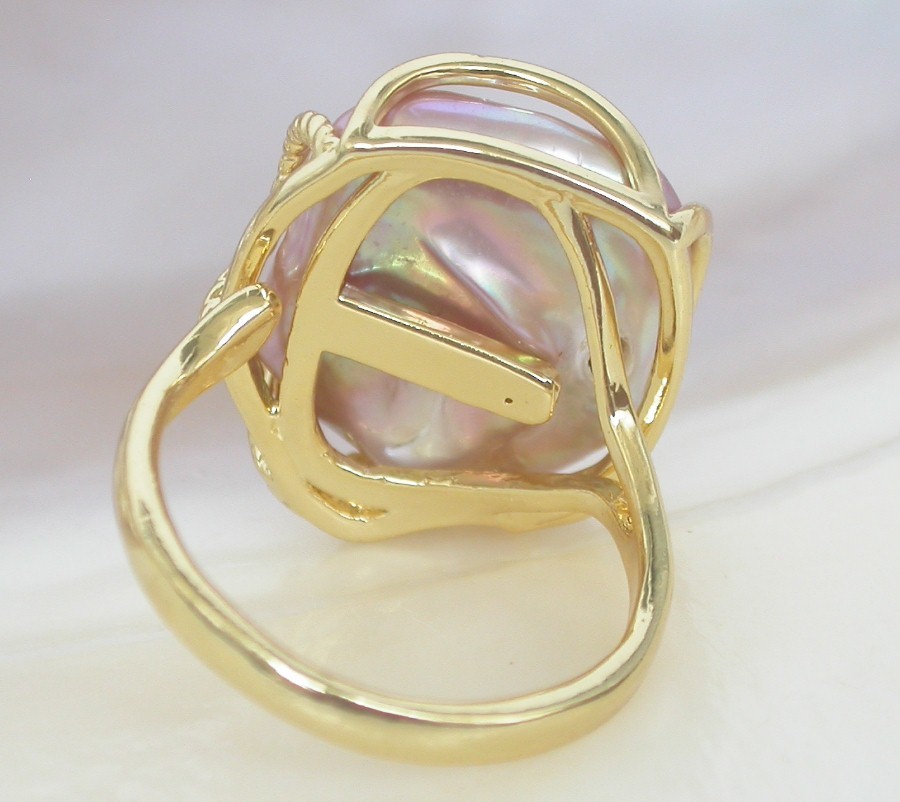 AAAA natural 17mm square purple Reborn keshi pearls Rings 925sc Adjustable c1138