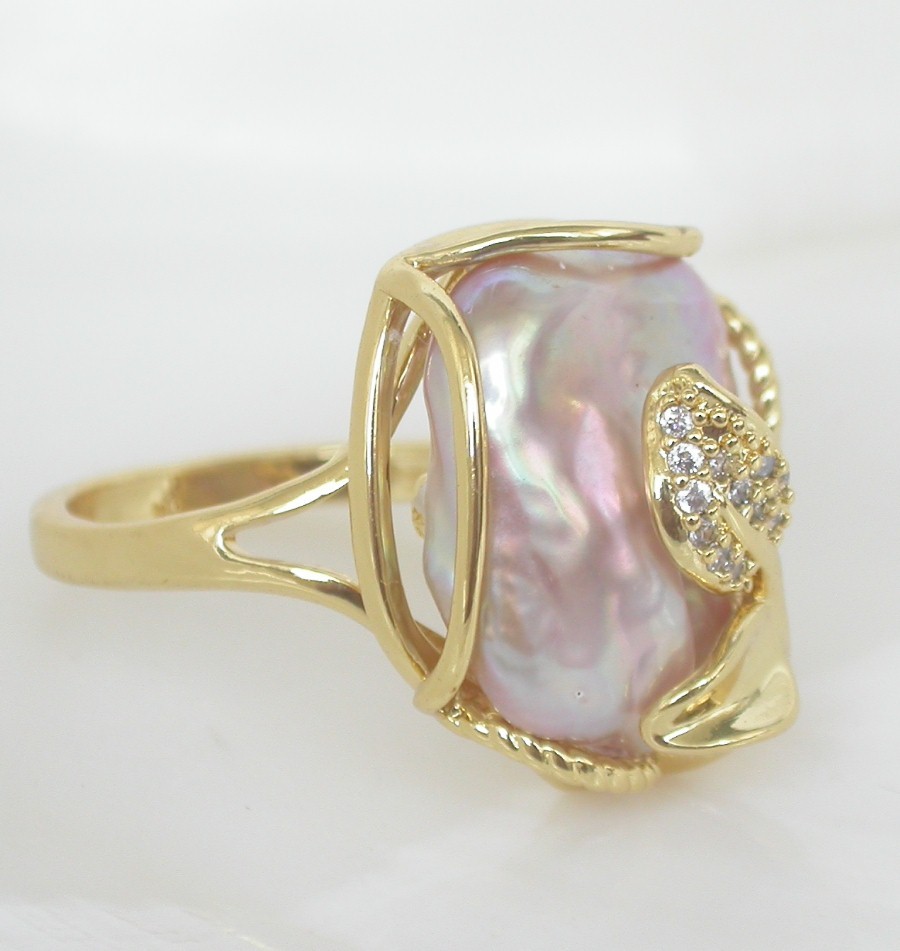 AAAA natural 17mm square purple Reborn keshi pearls Rings 925sc Adjustable c1138
