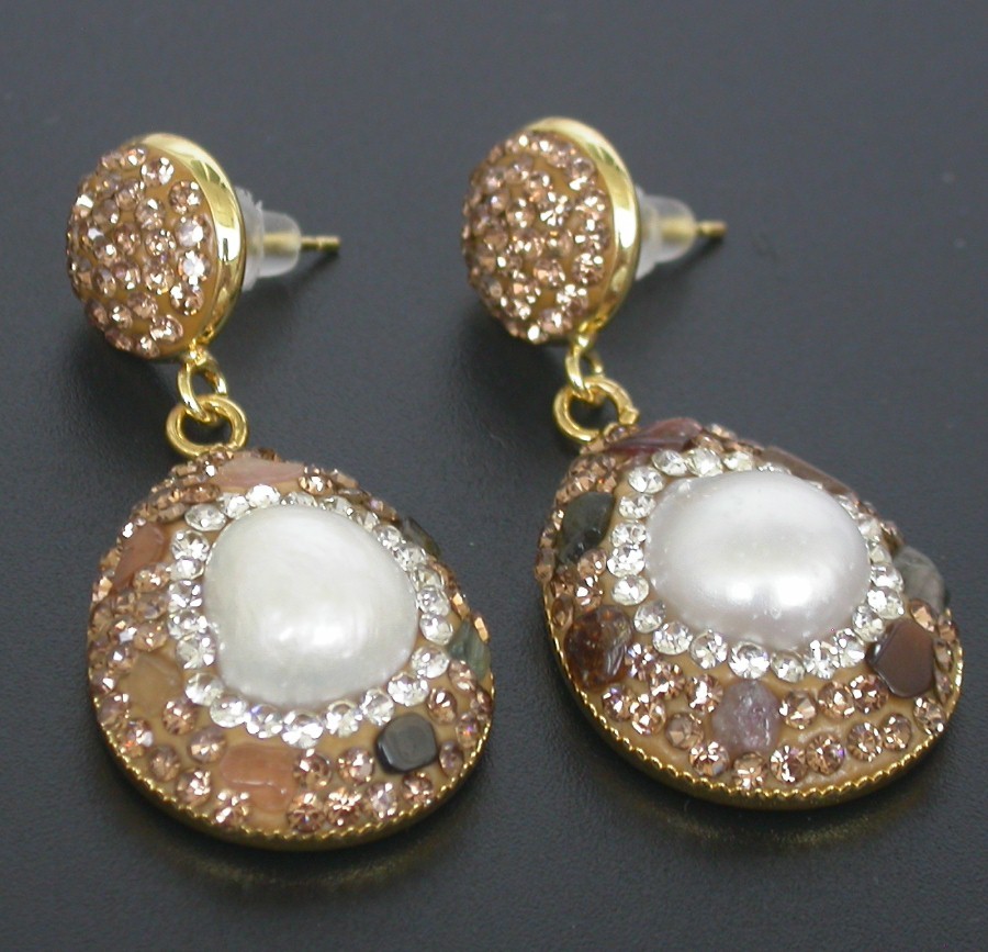 AAA 2" Dangle luster natural drip 27mm Baroque white Reborn keshi pearls Earrings c1142