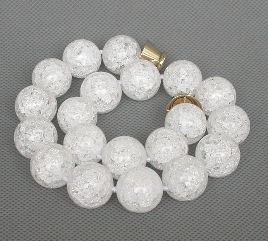 AAAA 18" 20mm natural round white Crackle crystal Beads Necklace c1164
