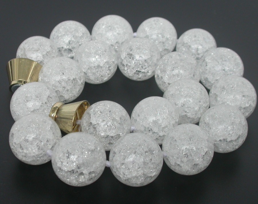AAAA 18" 20mm natural round white Crackle crystal Beads Necklace c1164