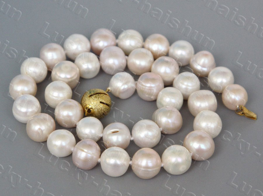 natural 16.5" 11mm round Multi-color freshwater pearls necklace c1266