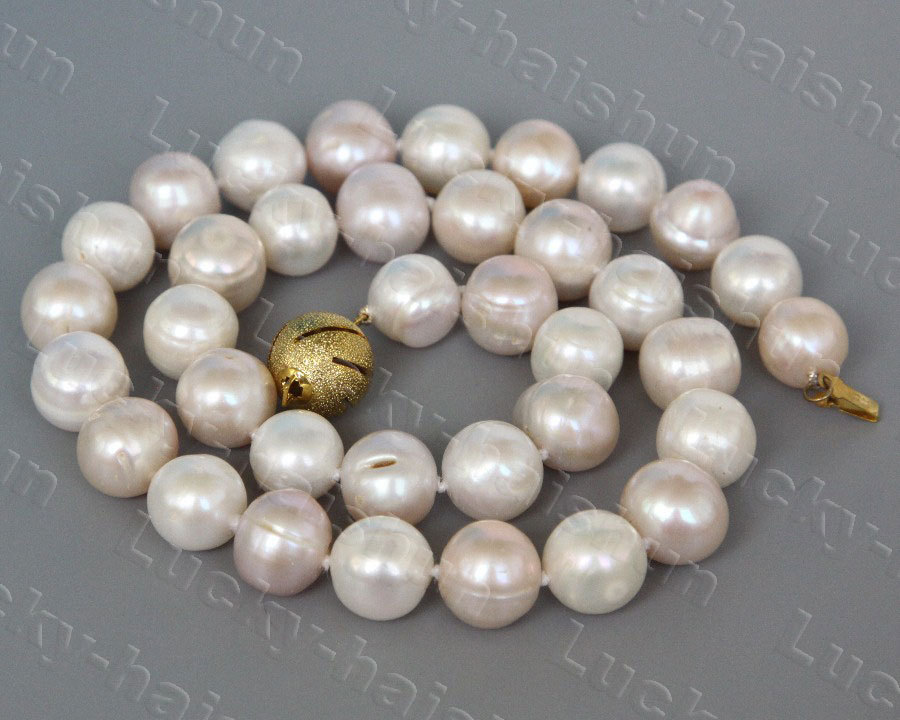 natural 16.5" 11mm round Multi-color freshwater pearls necklace c1266