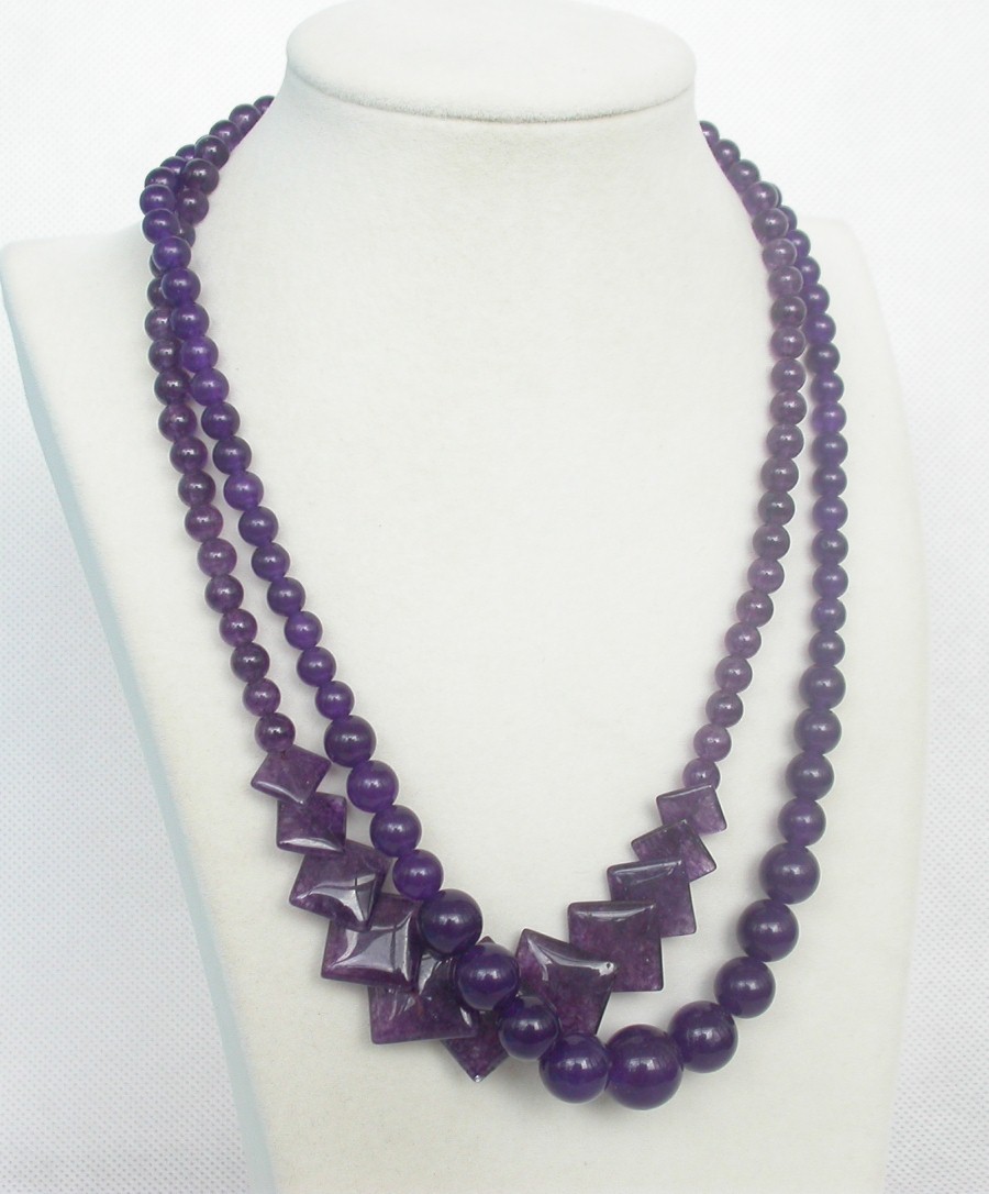 Graduate 2 piece 17" 12mm coin amethyst necklace 18KGP Clasp c1305