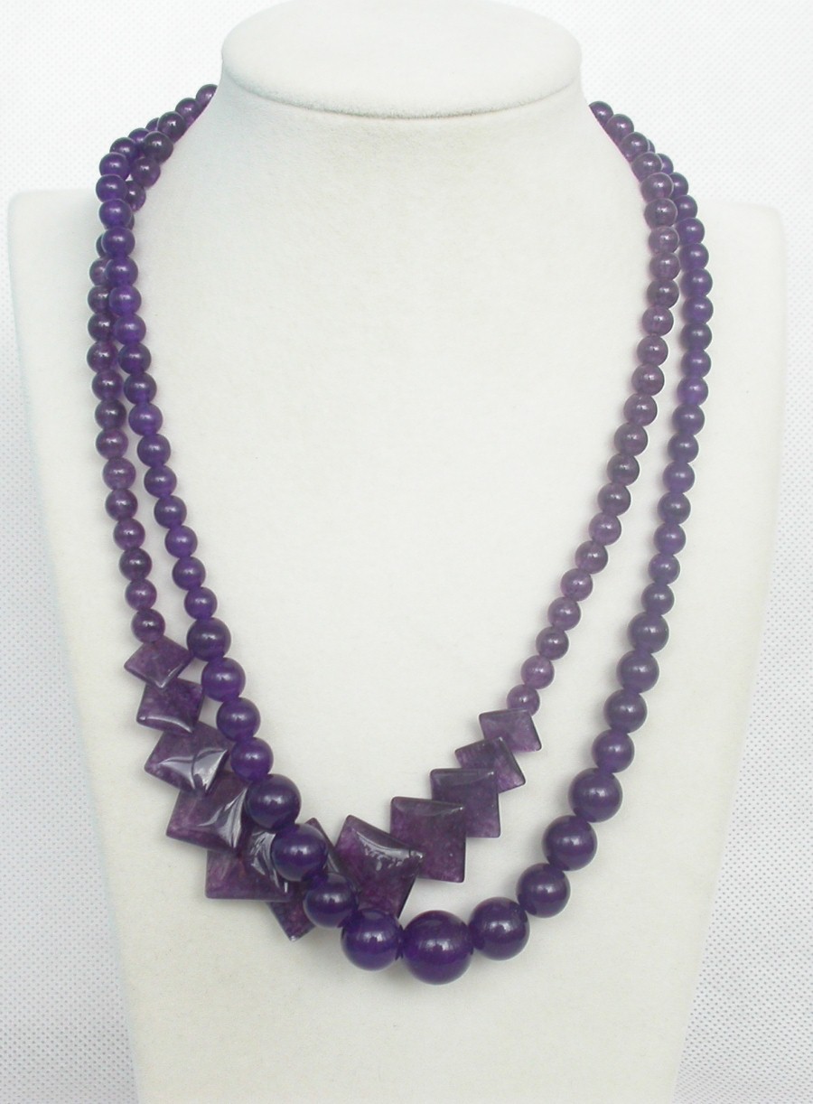 Graduate 2 piece 17" 12mm coin amethyst necklace 18KGP Clasp c1305