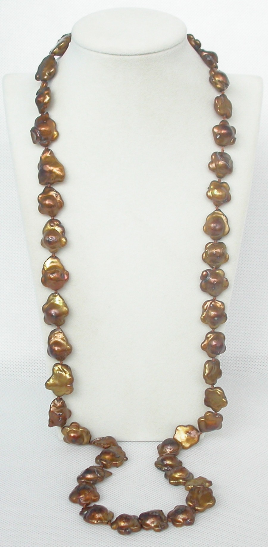Long 34" 20mm petal snowflake baroque coffee Reborn Keshi pearls necklace c1329