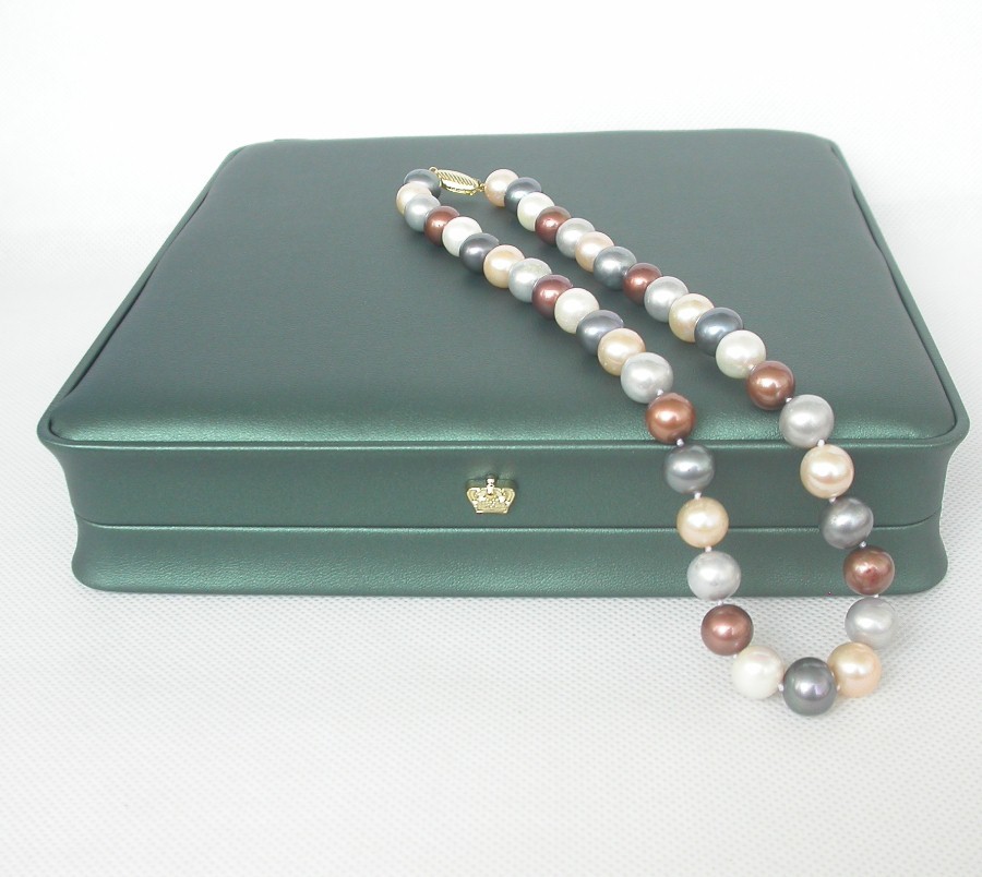 AAA 17" 11mm ball round Multicolor pearls beads necklace Gift Wrap 14K c1333
