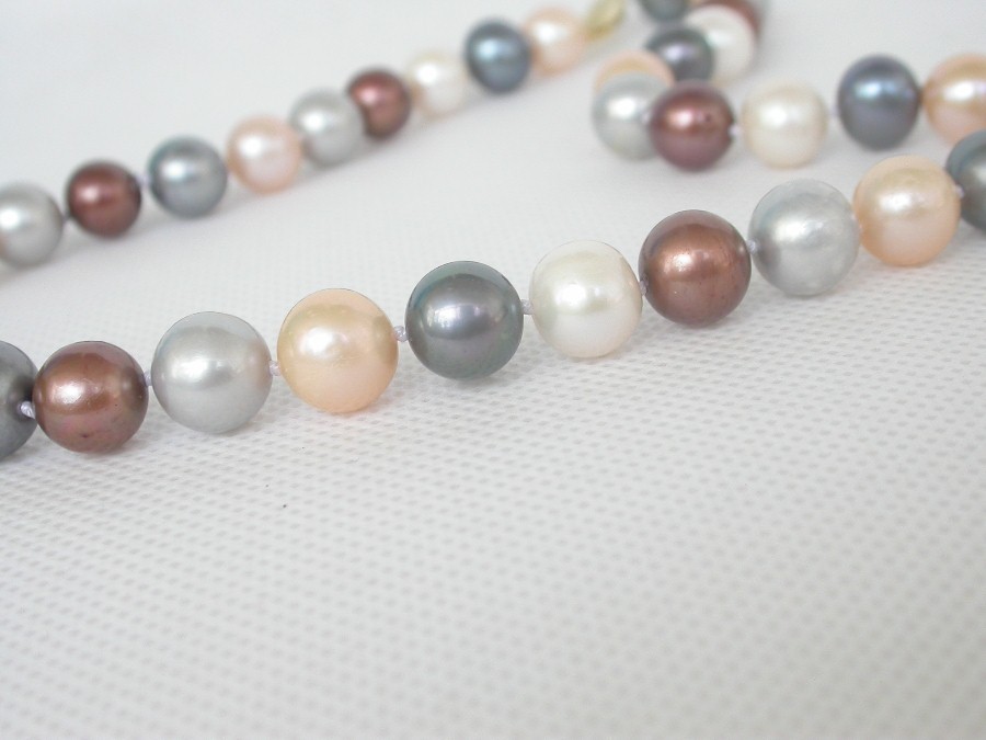AAA 17" 11mm ball round Multicolor pearls beads necklace Gift Wrap 14K c1333