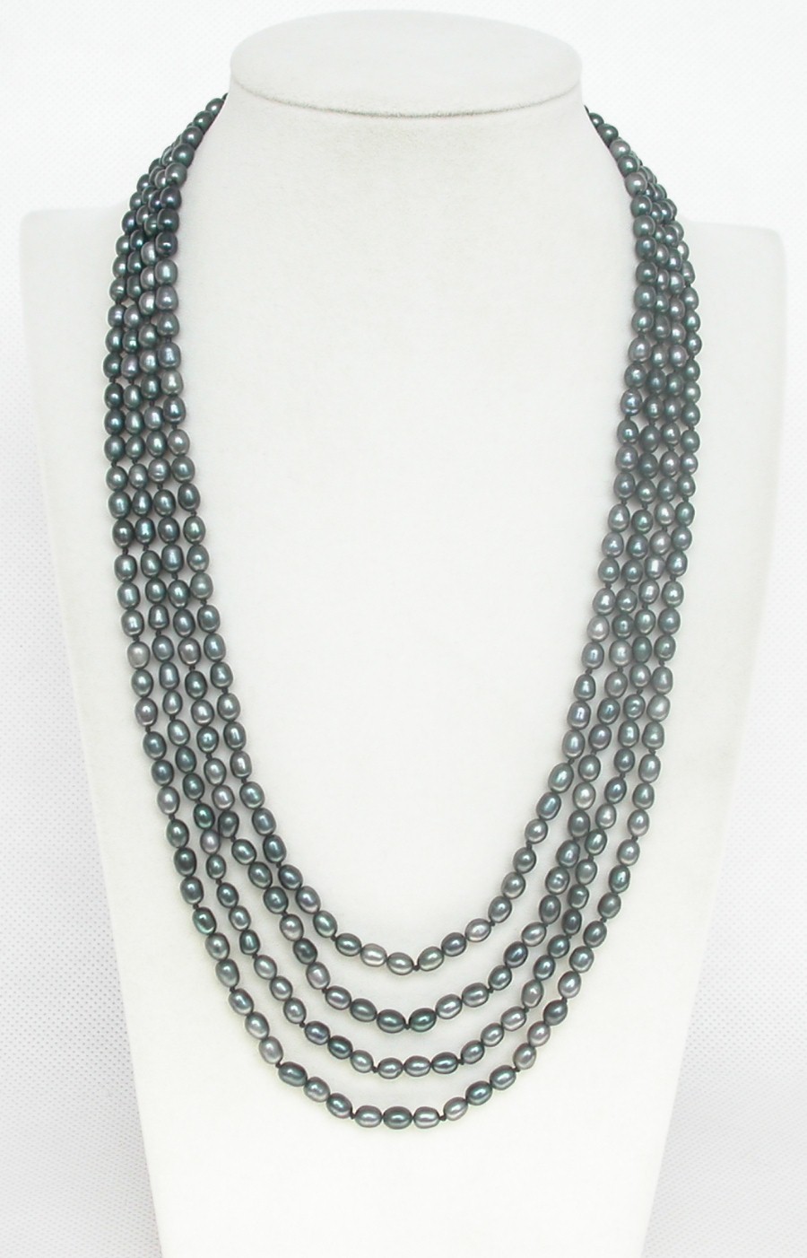 18" 4row 5mm rice black blue freshwater pearls necklace magnet Clasp c1360