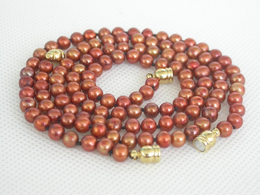 natural 19" 8" round coffee freshwater pearls necklace bracelet set magnet clasp