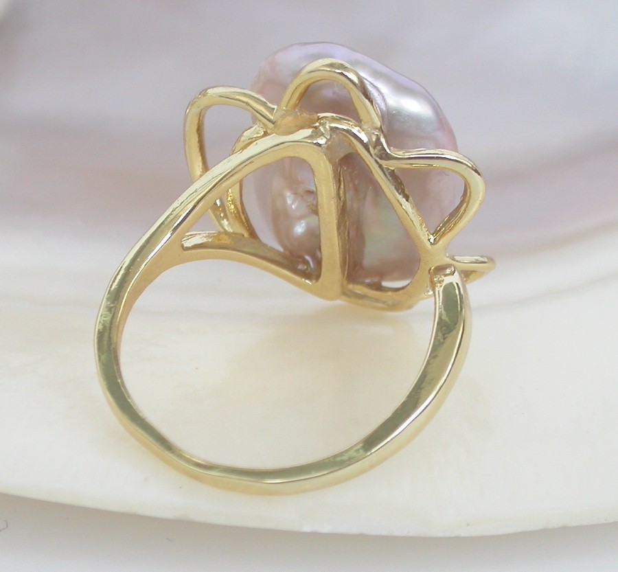 Selectable 20mm square white purple Reborn keshi pearls Rings 925sc Adjustable