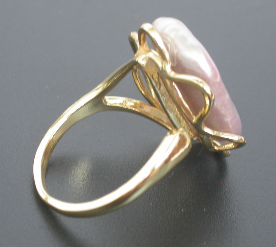 Selectable 20mm square white purple Reborn keshi pearls Rings 925sc Adjustable