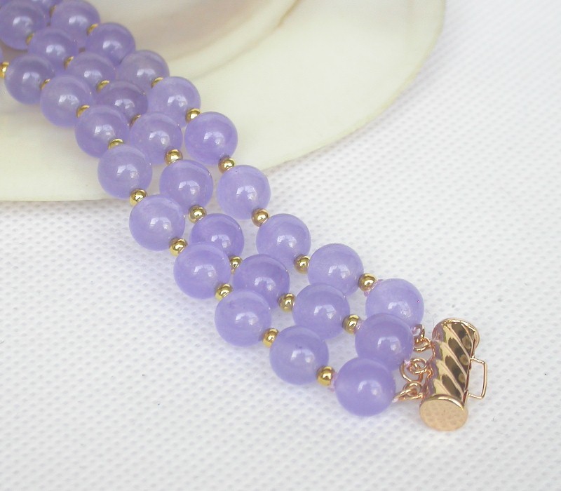 Selectable 8" 8mm 3row round Multicolor Amethyst jade Bracelet Earrings set c831
