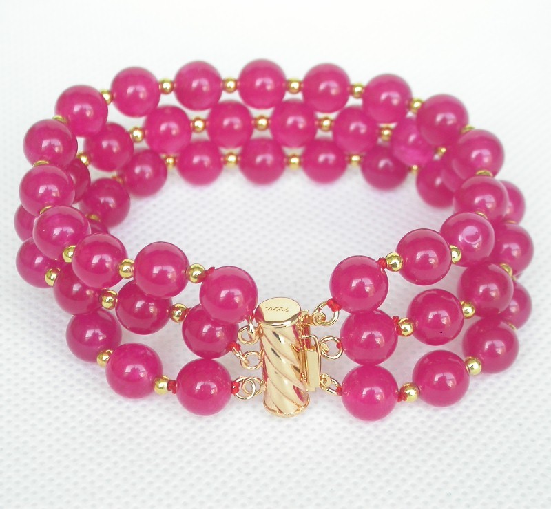 Selectable 8" 8mm 3row round Multicolor Amethyst jade Bracelet Earrings set c831