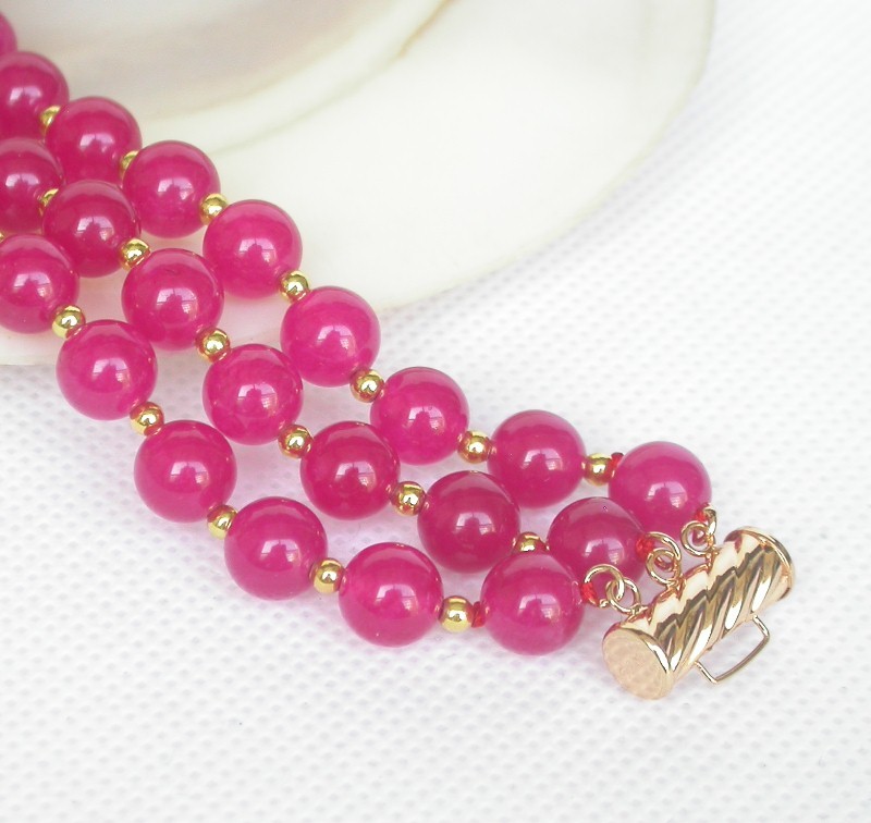 Selectable 8" 8mm 3row round Multicolor Amethyst jade Bracelet Earrings set c831