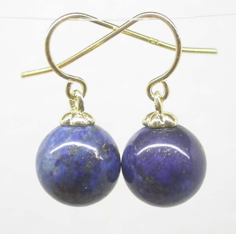 natural Dangle 10mm round green pink blue Multicolor jade earring 14K solid gold hook c1581