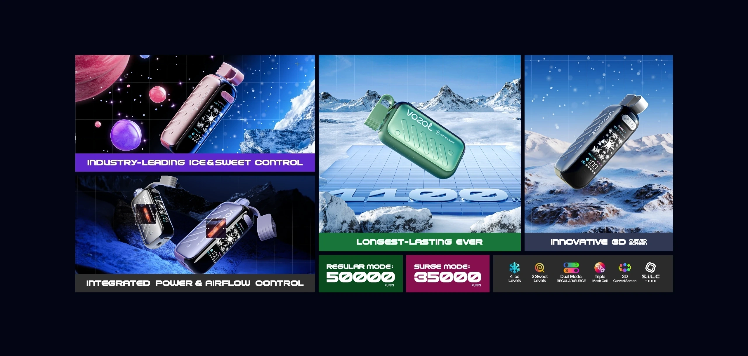 VOZOL GEAR ICE & SWEET 50000 Puffs｜日本7〜10日到着・超大容量50,000パフ・爽快クール＆スイートデバイス