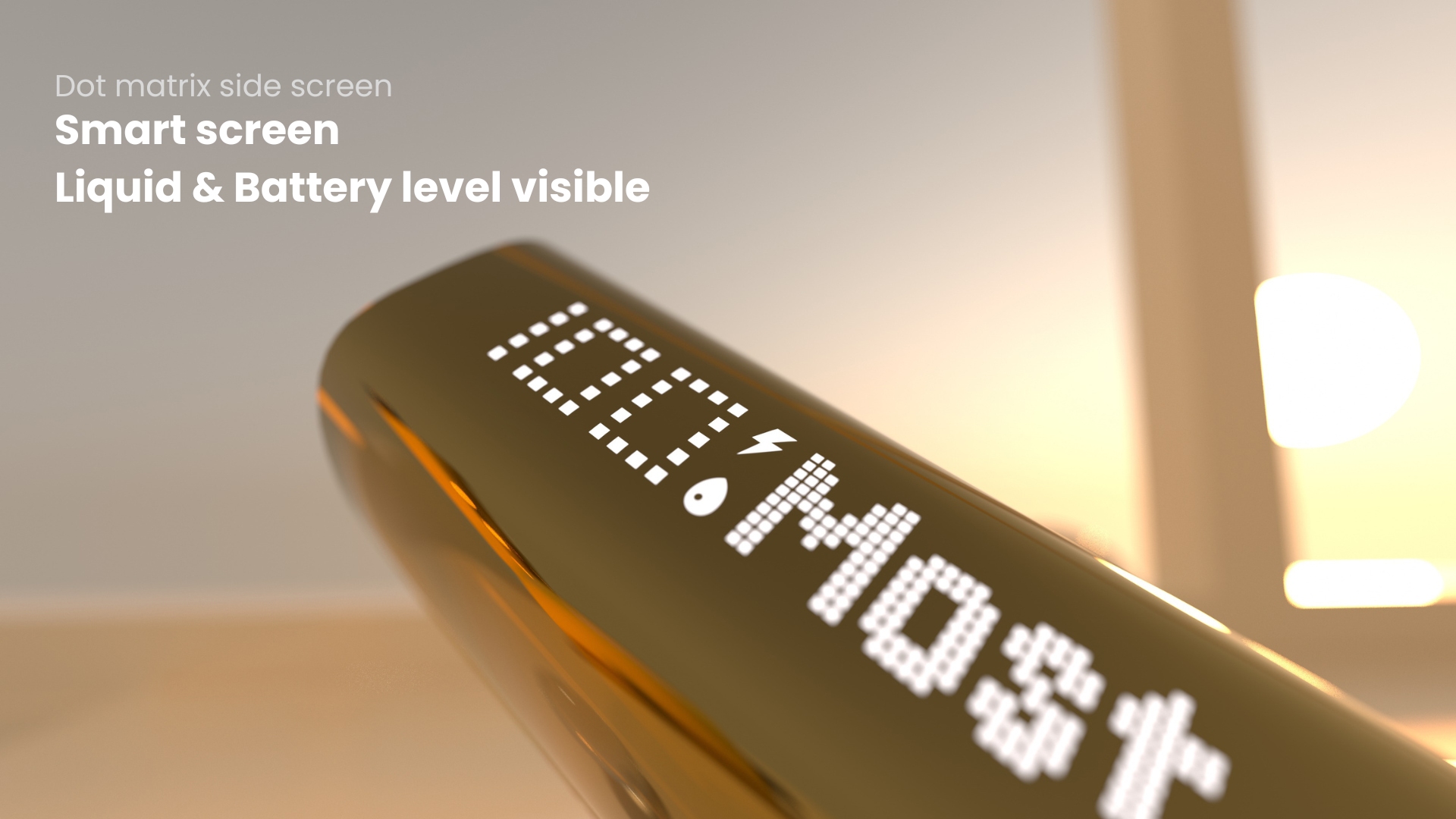 DOUBLE HAPPINESS MOST HYPE 12K dot-matrix screen showing liquid and battery status