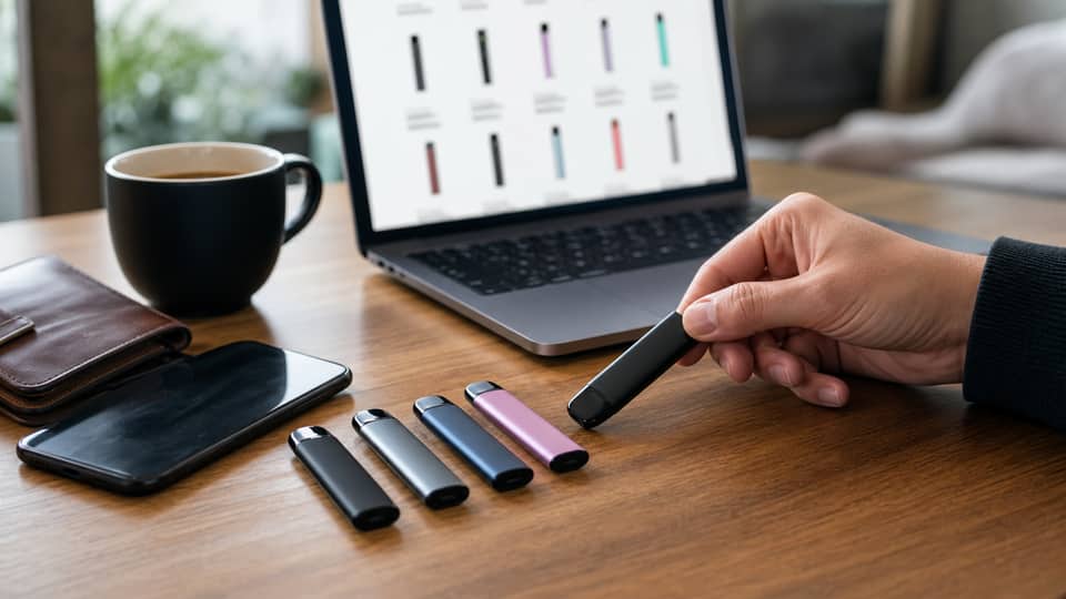 Slim everyday unbranded vape devices selected during online shopping