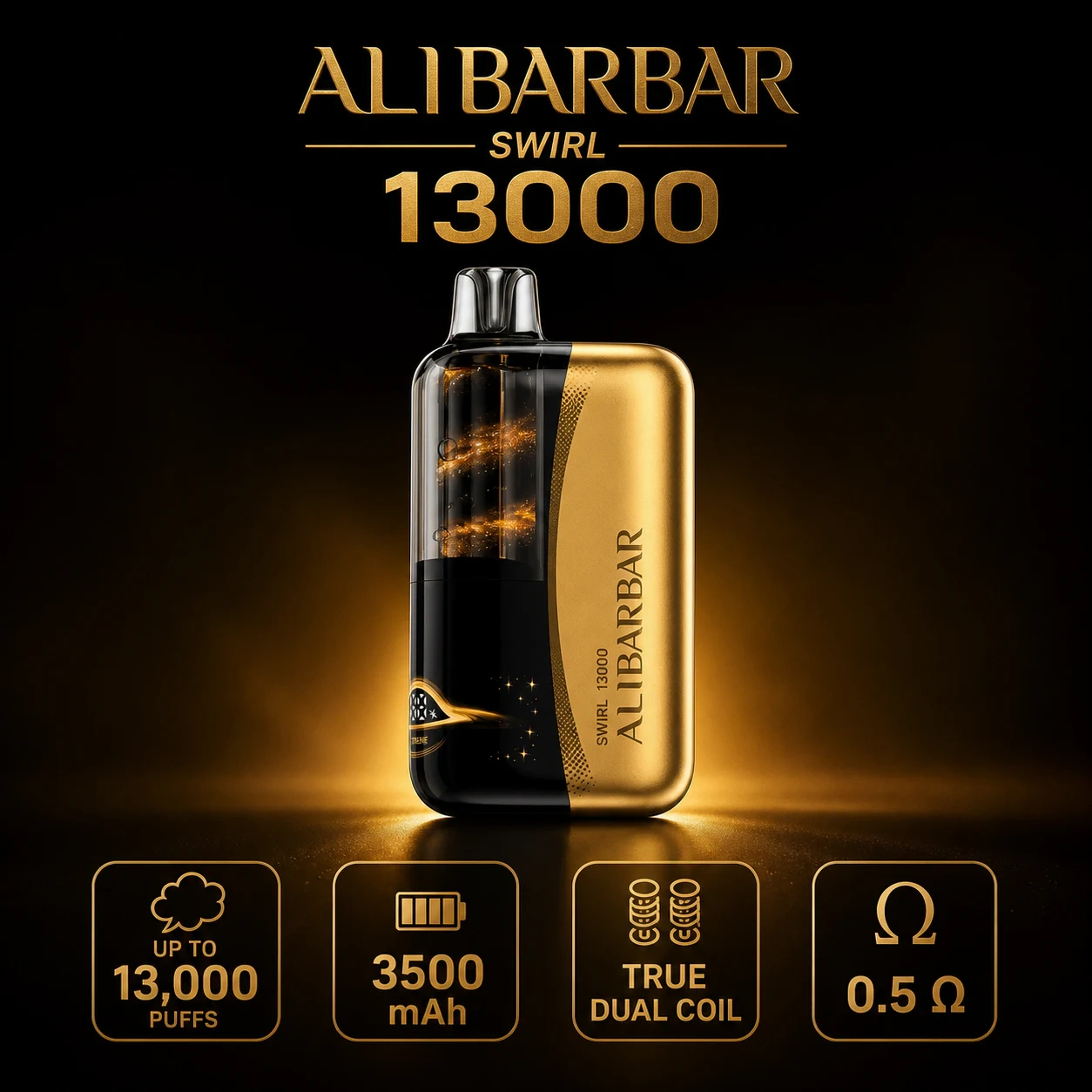 ALIBARBAR 13000 Puffs – 25+ Flavours, True Dual Coil & 3500mAh Battery