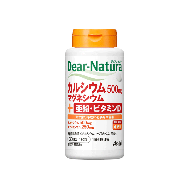 Asahi Dear-Natura Calcium + Magnesium + Zinc + Vitamin D Bottle 180 Tablets 30 Days
