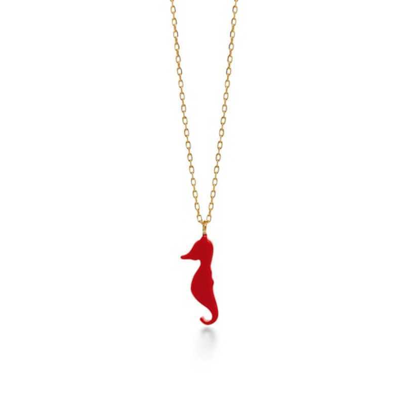 【Limited Quantity】AHKAH Thiran Series 18K Gold Red Seahorse Necklace 1 piece