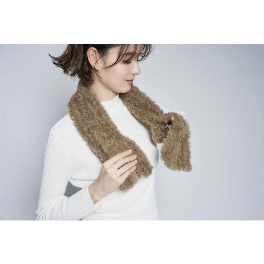 COGIT Plush Short Interwoven Scarf #Mocha Color 1 Piece Casual Fashion/Simple and Versatile