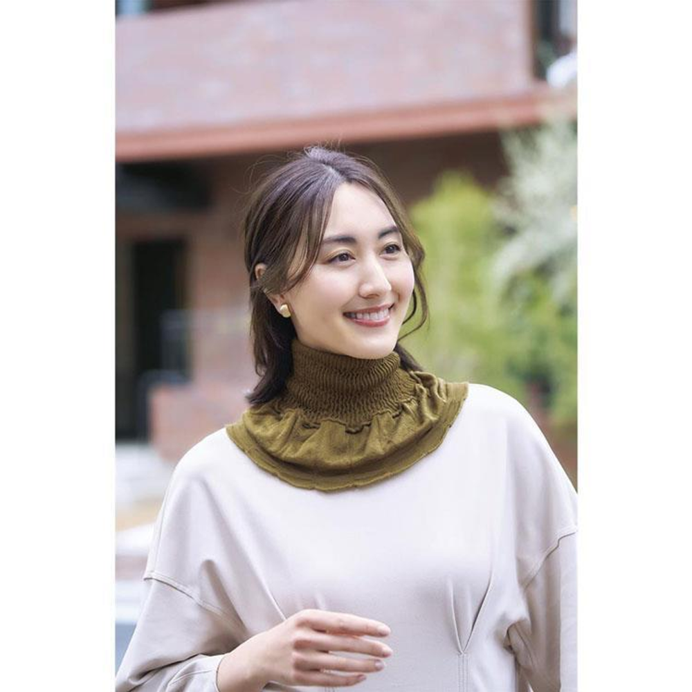 COGIT silk high-neck necktie #olive 1 piece simple and versatile/sunscreen and cold resistance