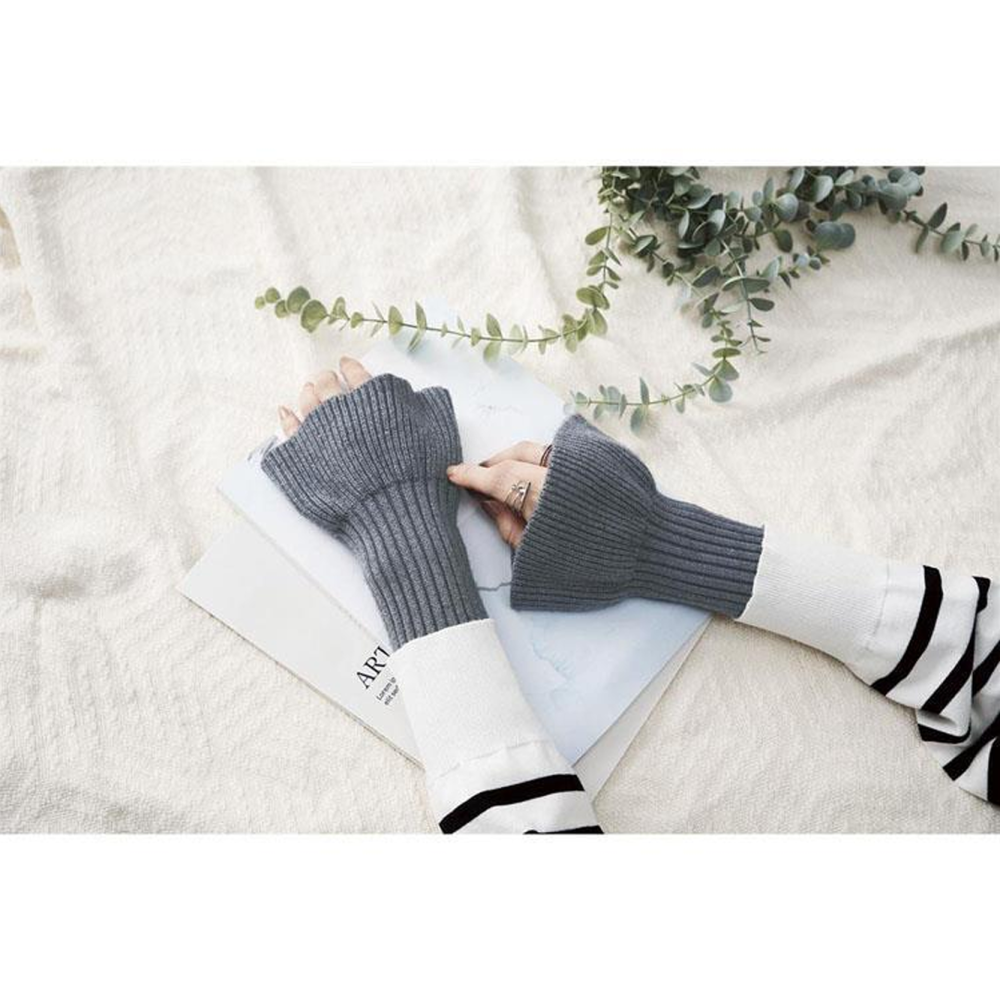 COGIT knitted warm false trumpet sleeves #charcoal gray 1 pair Fashionable warmth/adding a sense of layering