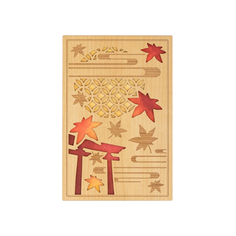 CRU-CIAL Wooden B6 Notebook Red Leaf Design 1 Book Stamp/ Sticker Collection Book