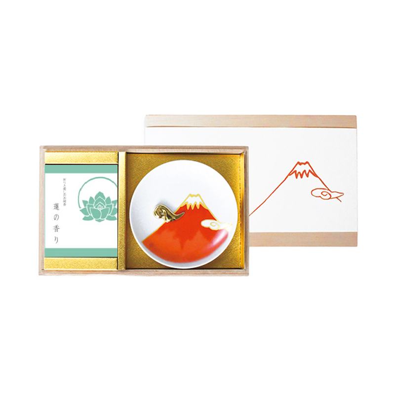 YOU YOU ANG  Lotus Incense Red Fuji Mountain Incense Burner Set 1 Set