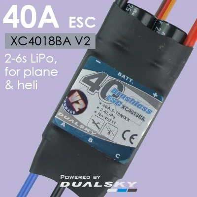 Dualsky XC4018BA 40A ESC with BEC, 2S-6S Brushless Speed Controller for Fixed Wing Aircraft