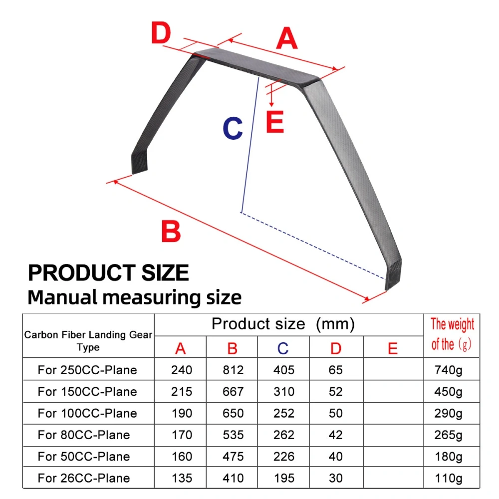 XAERO YAK 26cc 50cc Carbon Fiber Landing Gear for Gas RC Airplane Scale Model Landing Gear Strut