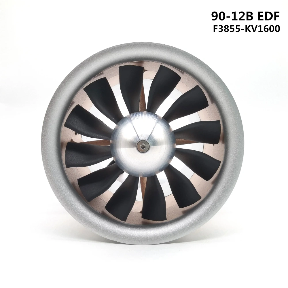 90mm 12-Blade EDF Ducted Fan Unit All Aluminum Alloy Housing Extended Nozzle 6S Version for RC Jet Aircraft
