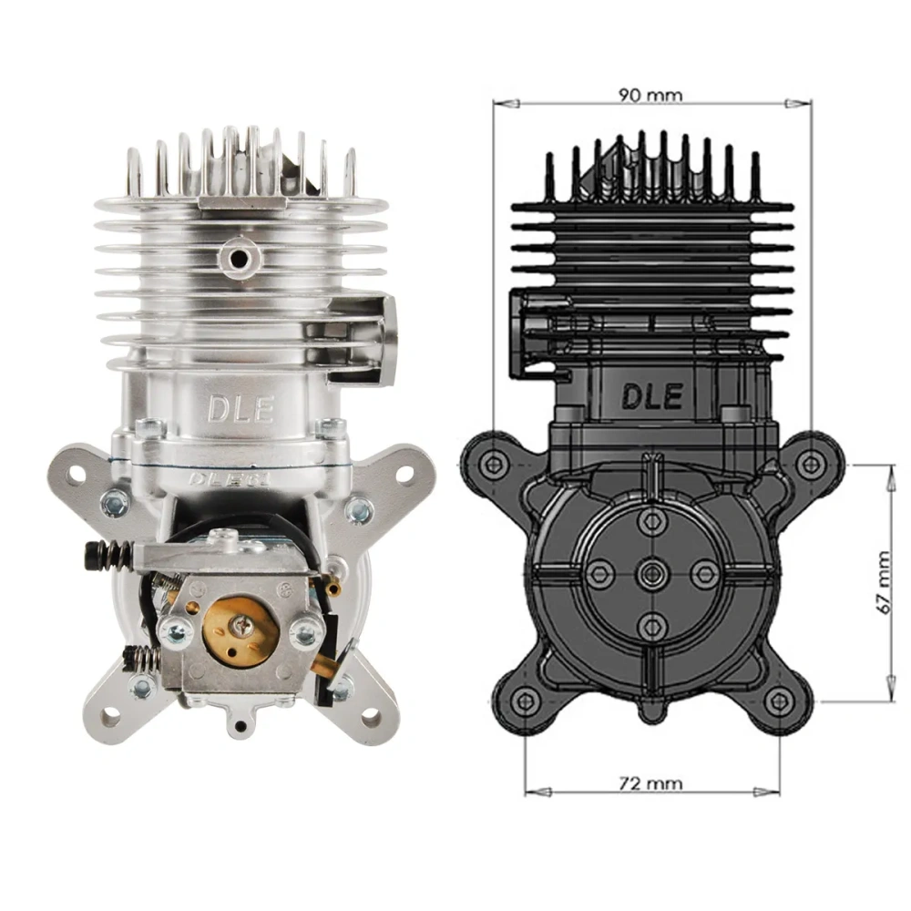 DLE 61CC Gas Engine Single Cylinder Two Stroke Side Exhaust with CDI & Muffler