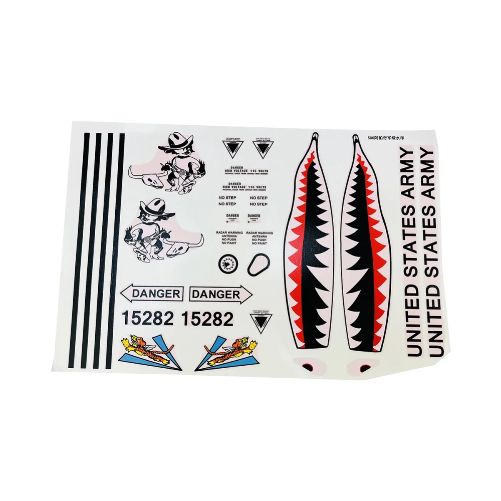 Roban 500 Size AH-64 Fuselage Spare Parts - Nose Cover Window Tail Landing Gear Wood Spacers Replacement