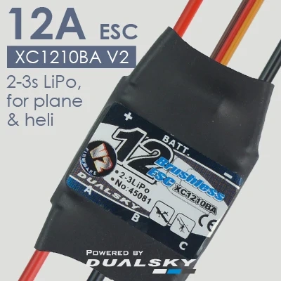 DUALSKY XC1210BA 10A ESC with BEC, 2-4S Brushless Speed Controller for Micro Fixed Wing