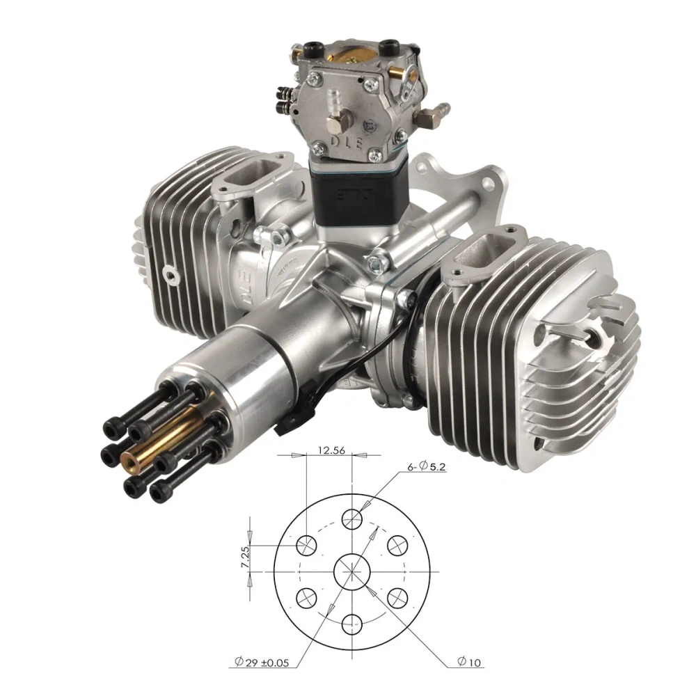 DLE 120CC Twin Cylinder Two Stroke Side Exhaust Gas Engine for RC Airplane