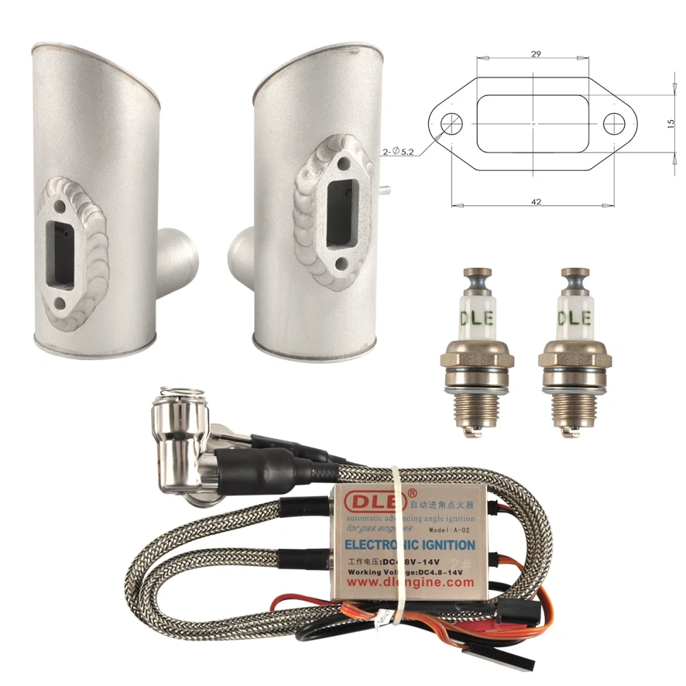 DLE 120CC Twin Cylinder Two Stroke Side Exhaust Gas Engine for RC Airplane