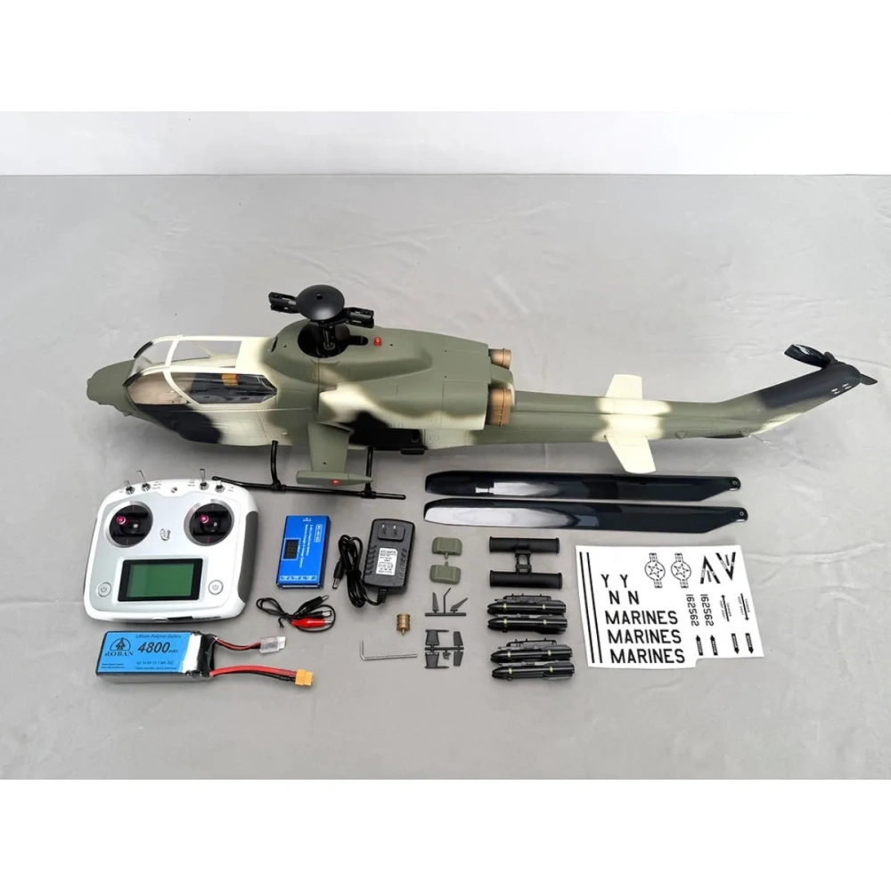 Roban 470 Size AH-1W Cobra Jungle Camo RC Helicopter GPS Mode X2 Flight Control with Realistic LED Lights RTF Version
