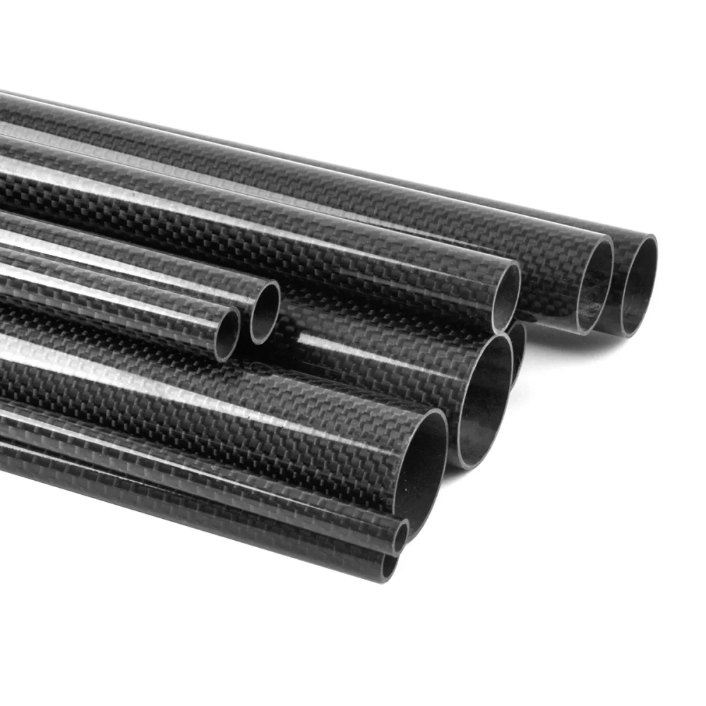 3K Gloss Black Carbon Fiber Tube 500mm Multi-Size Round Rods High-Strength for RC Models & DIY Projects