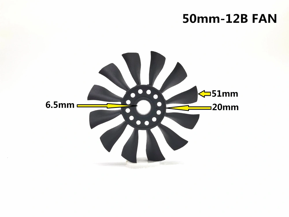 50mm 12-Blade EDF Ducted Fan Unit for RC Jet Aircraft Turbine Power System 50000RPM High-Thrust
