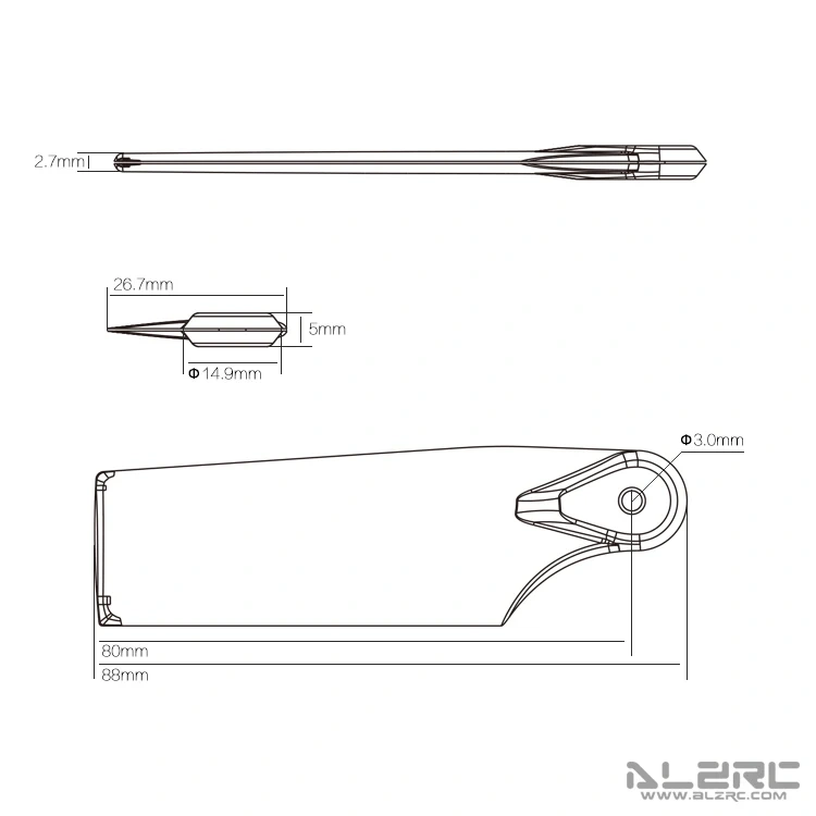 ALZRC Devil 505 FAST Carbon Fiber Tail Rotor Blade 80mm D505F63 Helicopter Parts RC Parts Spare Accessories
