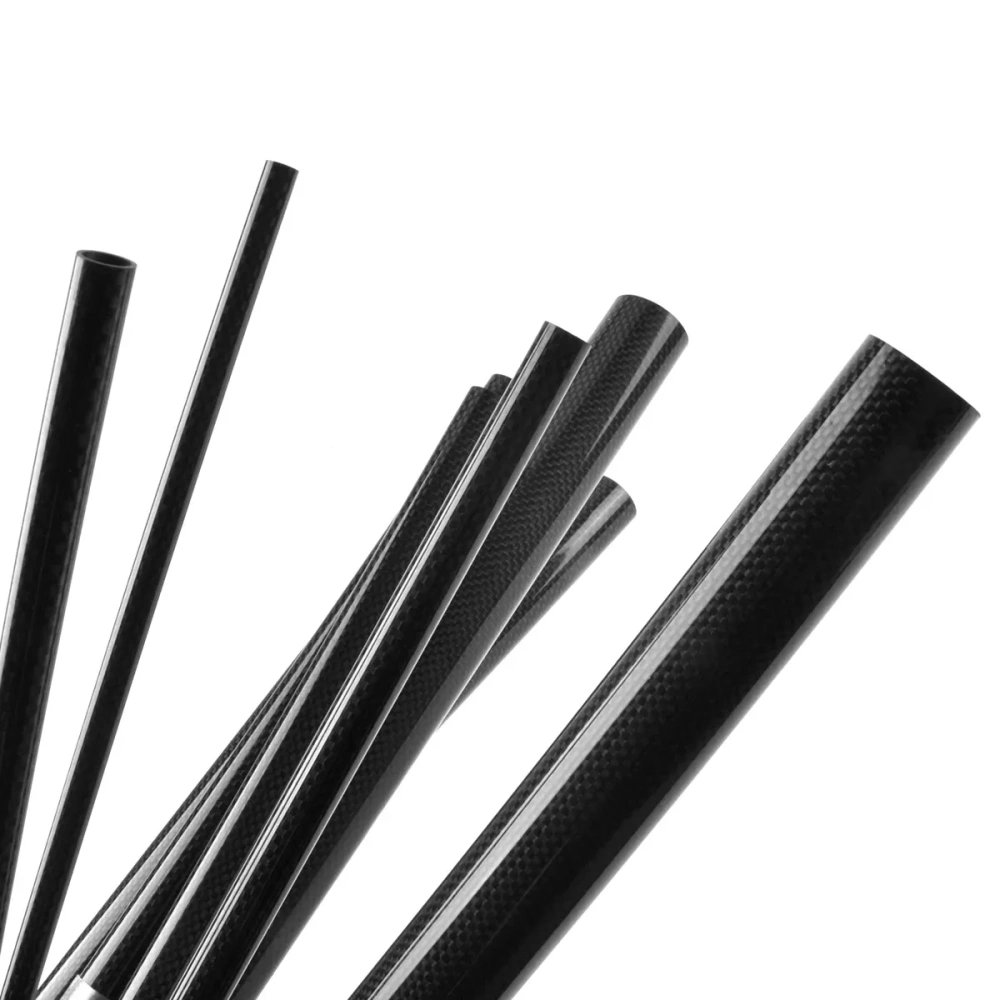 3K Gloss Black Carbon Fiber Tube 500mm Multi-Size Round Rods High-Strength for RC Models & DIY Projects