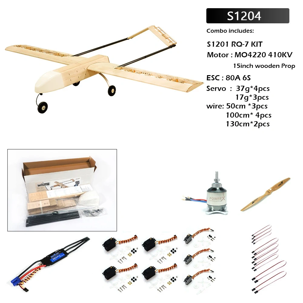 XAERO 2.1M Shadow RQ-7 UAV Scale RC Plane Kit Balsa Wood Fixed Wing Military Drone Model DIY Assembly