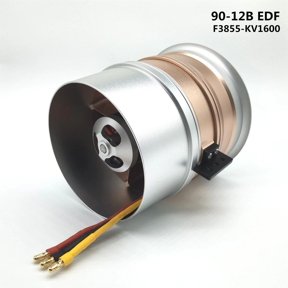 90mm 12-Blade EDF Ducted Fan Unit All Aluminum Alloy Housing Extended Nozzle 6S Version for RC Jet Aircraft