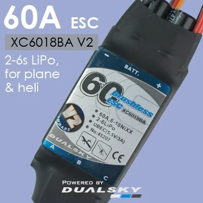 XC6018BA 60A ESC, Brushless Speed Controller for Fixed Wing RC Aircraft